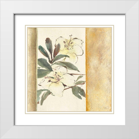 Ochre Rhododendron White Modern Wood Framed Art Print with Double Matting by Paschke, Chris