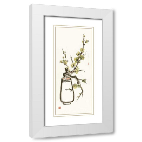 Moss Blossom White Modern Wood Framed Art Print with Double Matting by Paschke, Chris