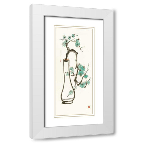 Jade Blossom White Modern Wood Framed Art Print with Double Matting by Paschke, Chris