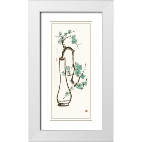 Jade Blossom White Modern Wood Framed Art Print with Double Matting by Paschke, Chris