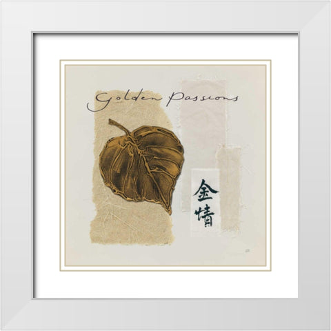 Bronze Leaf III Golden Passions White Modern Wood Framed Art Print with Double Matting by Paschke, Chris