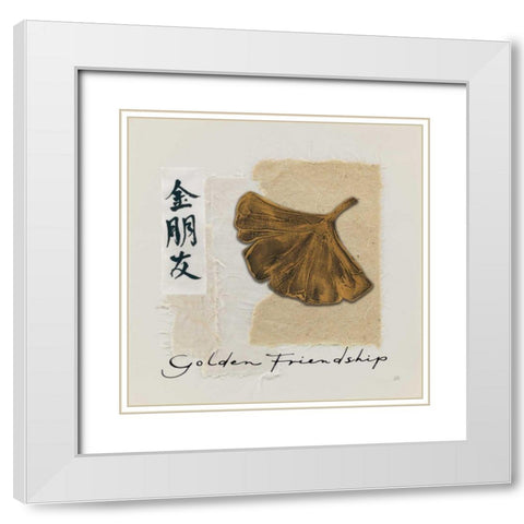 Bronze Leaf I Golden Friendship White Modern Wood Framed Art Print with Double Matting by Paschke, Chris