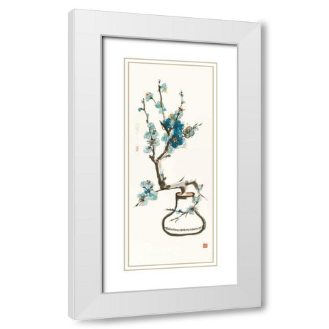 Blue Blossom White Modern Wood Framed Art Print with Double Matting by Paschke, Chris
