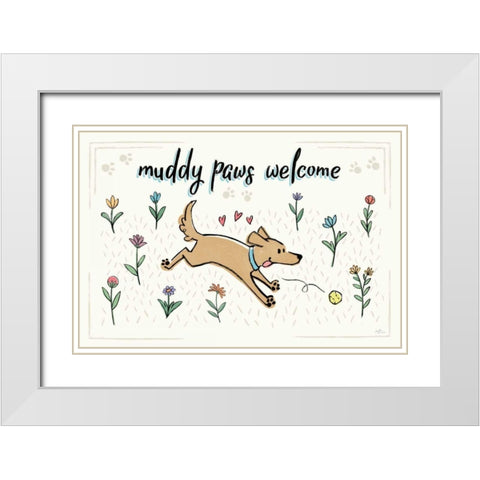 Dogs in the Garden I White Modern Wood Framed Art Print with Double Matting by Penner, Janelle