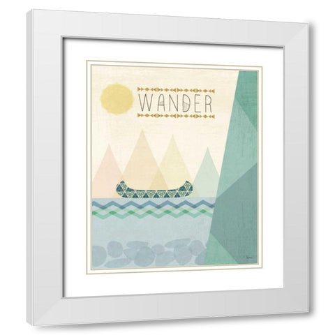Outdoor Geo III White Modern Wood Framed Art Print with Double Matting by Charron, Veronique