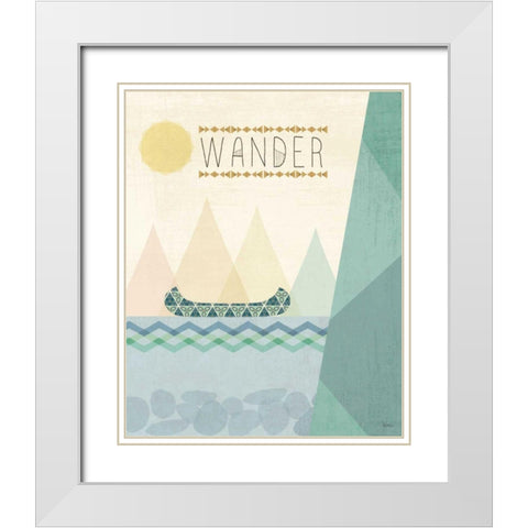Outdoor Geo III White Modern Wood Framed Art Print with Double Matting by Charron, Veronique
