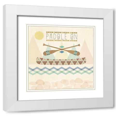 Outdoor Geo V White Modern Wood Framed Art Print with Double Matting by Charron, Veronique