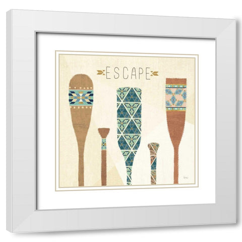 Outdoor Geo VI White Modern Wood Framed Art Print with Double Matting by Charron, Veronique