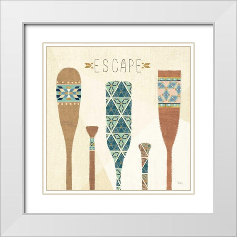 Outdoor Geo VI White Modern Wood Framed Art Print with Double Matting by Charron, Veronique