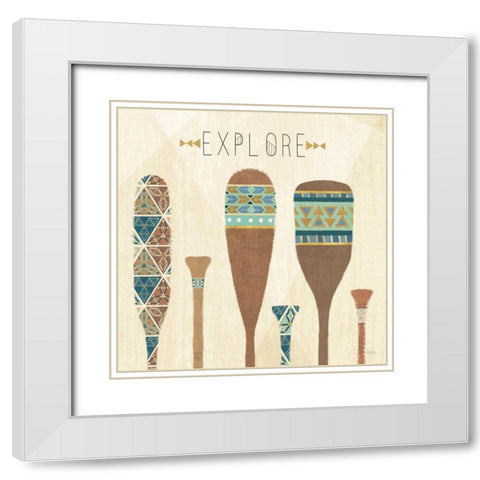 Outdoor Geo VII White Modern Wood Framed Art Print with Double Matting by Charron, Veronique