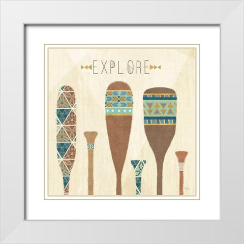 Outdoor Geo VII White Modern Wood Framed Art Print with Double Matting by Charron, Veronique
