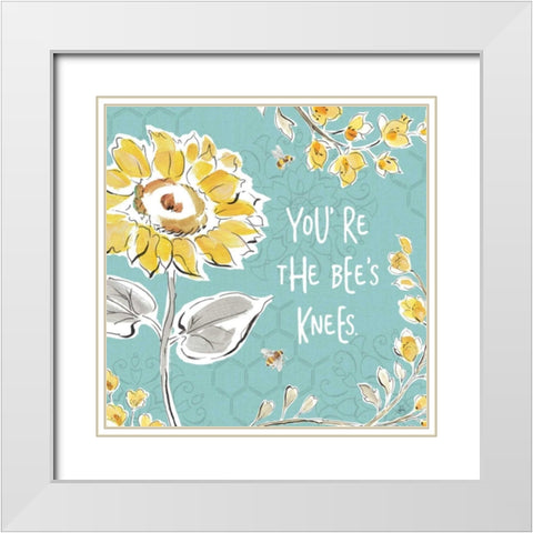 Bee Happy II White Modern Wood Framed Art Print with Double Matting by Brissonnet, Daphne