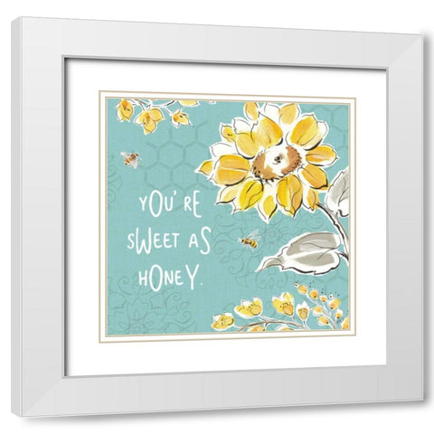 Bee Happy III White Modern Wood Framed Art Print with Double Matting by Brissonnet, Daphne