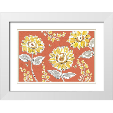 Bee Happy I Spice White Modern Wood Framed Art Print with Double Matting by Brissonnet, Daphne