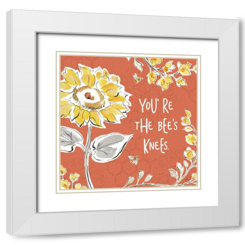Bee Happy II Spice White Modern Wood Framed Art Print with Double Matting by Brissonnet, Daphne