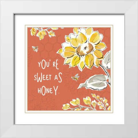 Bee Happy III Spice White Modern Wood Framed Art Print with Double Matting by Brissonnet, Daphne