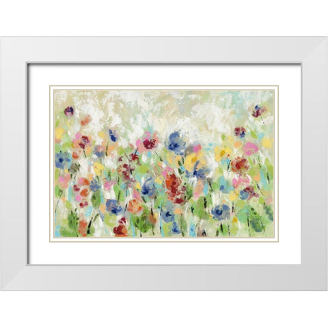 Springtime Meadow Flowers White Modern Wood Framed Art Print with Double Matting by Vassileva, Silvia