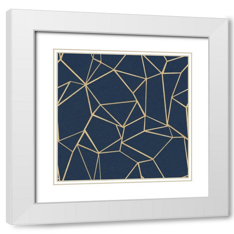 Succulent Pattern Navy White Modern Wood Framed Art Print with Double Matting by Wild Apple Portfolio