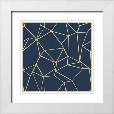 Succulent Pattern Navy White Modern Wood Framed Art Print with Double Matting by Wild Apple Portfolio