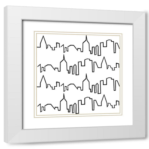 NY Chic Skyline black on white White Modern Wood Framed Art Print with Double Matting by Fabiano, Marco