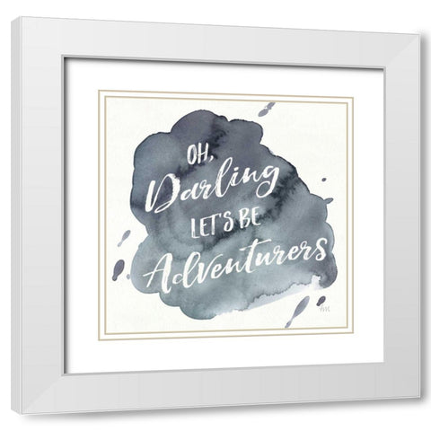 Watercolor Wanderlust Adventure I White Modern Wood Framed Art Print with Double Matting by Marshall, Laura