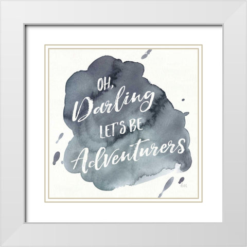 Watercolor Wanderlust Adventure I White Modern Wood Framed Art Print with Double Matting by Marshall, Laura