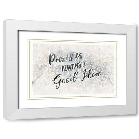 Watercolor Wanderlust Paris Adventure White Modern Wood Framed Art Print with Double Matting by Marshall, Laura