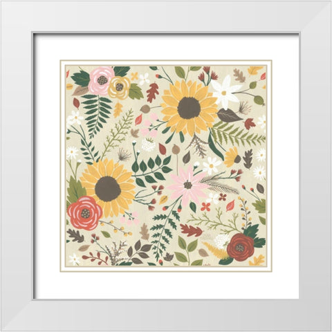 Autumn Garden Pattern VIII White Modern Wood Framed Art Print with Double Matting by Marshall, Laura
