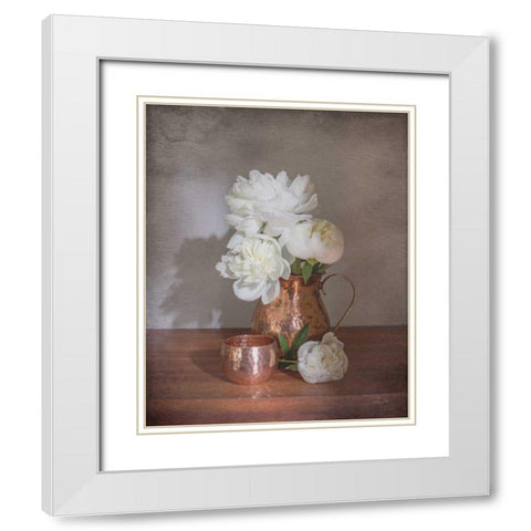 Vintage Peony Dreams Shadows White Modern Wood Framed Art Print with Double Matting by Bradley, Felicity