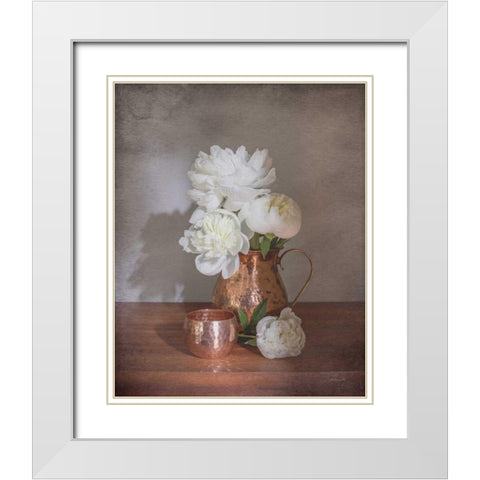 Vintage Peony Dreams Shadows White Modern Wood Framed Art Print with Double Matting by Bradley, Felicity
