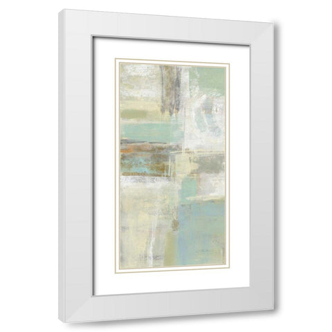 Shades of Celedon II White Modern Wood Framed Art Print with Double Matting by Vassileva, Silvia