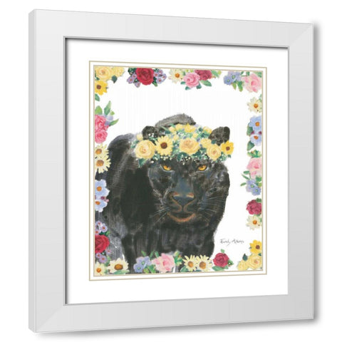 Flower Friends V White Modern Wood Framed Art Print with Double Matting by Adams, Emily