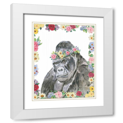 Flower Friends VI White Modern Wood Framed Art Print with Double Matting by Adams, Emily