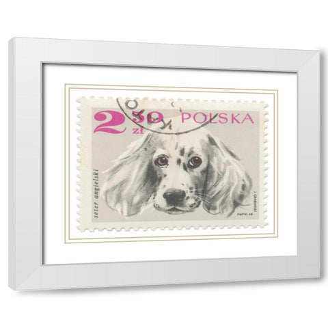 Poland Stamp IV on White White Modern Wood Framed Art Print with Double Matting by Wild Apple Portfolio