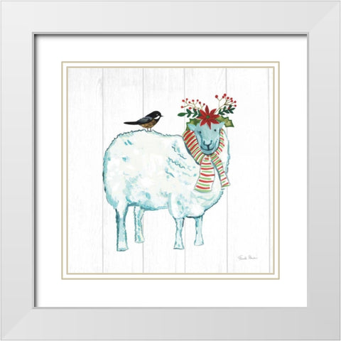 Holiday Farm Animals III White Modern Wood Framed Art Print with Double Matting by Zaman, Farida