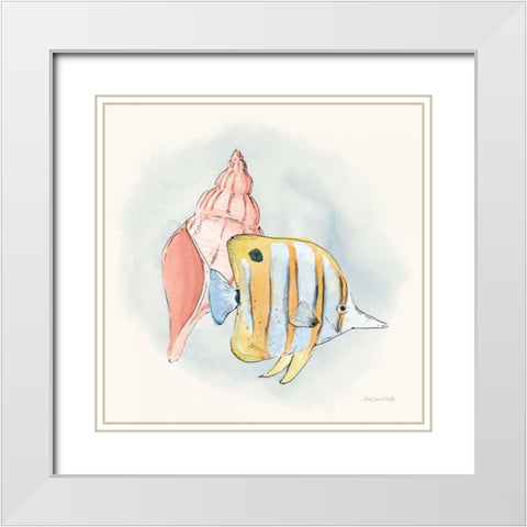 Sea Life I White Modern Wood Framed Art Print with Double Matting by Miller, Sara Zieve