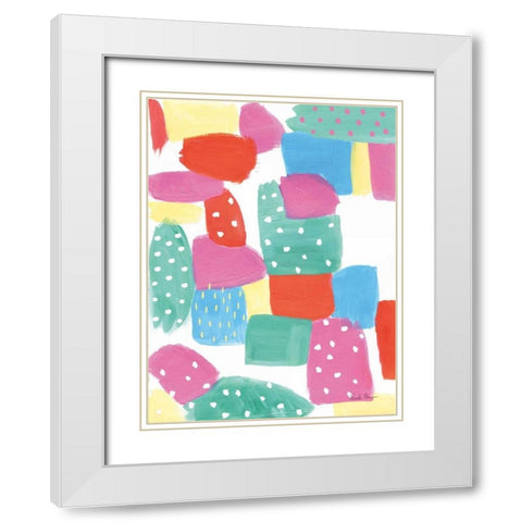 Happy II White Modern Wood Framed Art Print with Double Matting by Zaman, Farida