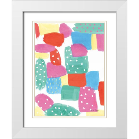 Happy II White Modern Wood Framed Art Print with Double Matting by Zaman, Farida