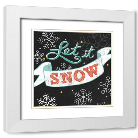 Let it Snow Black Sq White Modern Wood Framed Art Print with Double Matting by Urban, Mary