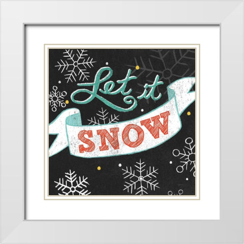 Let it Snow Black Sq White Modern Wood Framed Art Print with Double Matting by Urban, Mary