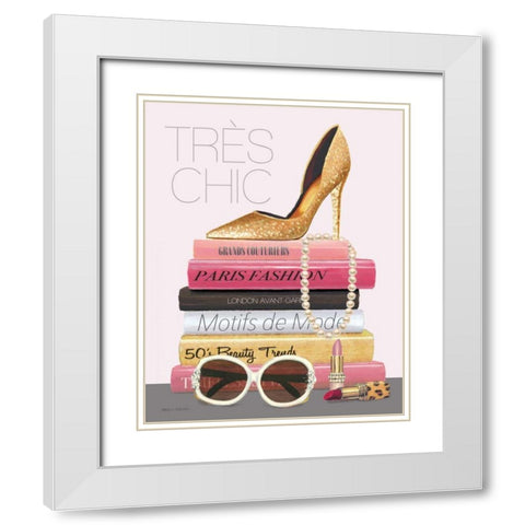 Paris Style II Gold and Black  Tres Chic White Modern Wood Framed Art Print with Double Matting by Fabiano, Marco