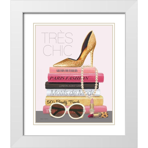 Paris Style II Gold and Black  Tres Chic White Modern Wood Framed Art Print with Double Matting by Fabiano, Marco