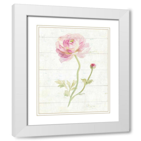 June Blooms I White Modern Wood Framed Art Print with Double Matting by Nai, Danhui