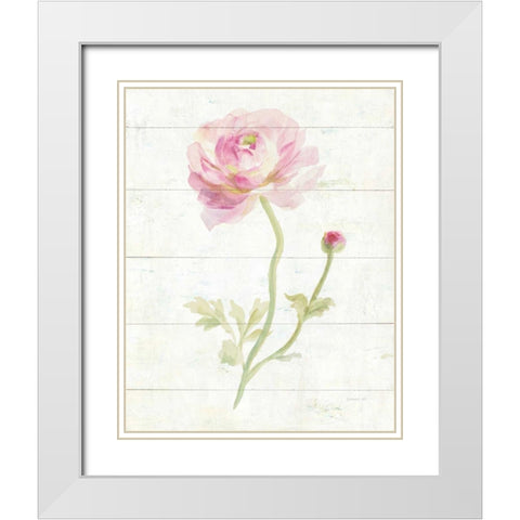 June Blooms I White Modern Wood Framed Art Print with Double Matting by Nai, Danhui