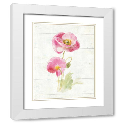 June Blooms IV White Modern Wood Framed Art Print with Double Matting by Nai, Danhui