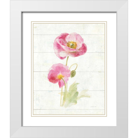 June Blooms IV White Modern Wood Framed Art Print with Double Matting by Nai, Danhui