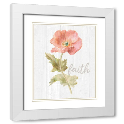 Garden Poppy on Wood Faith White Modern Wood Framed Art Print with Double Matting by Nai, Danhui