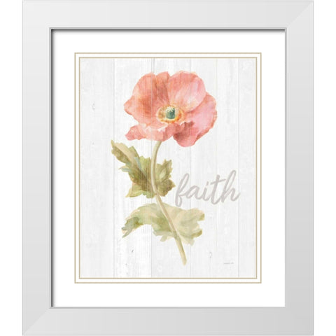 Garden Poppy on Wood Faith White Modern Wood Framed Art Print with Double Matting by Nai, Danhui