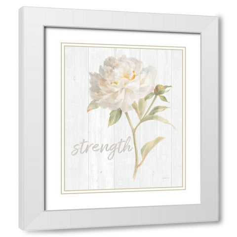 Garden Peony on Wood Strength White Modern Wood Framed Art Print with Double Matting by Nai, Danhui