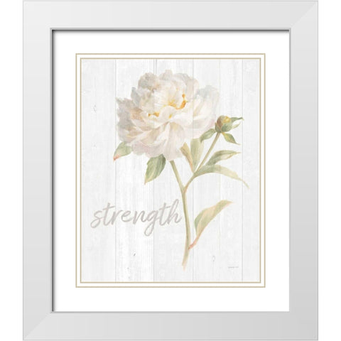 Garden Peony on Wood Strength White Modern Wood Framed Art Print with Double Matting by Nai, Danhui